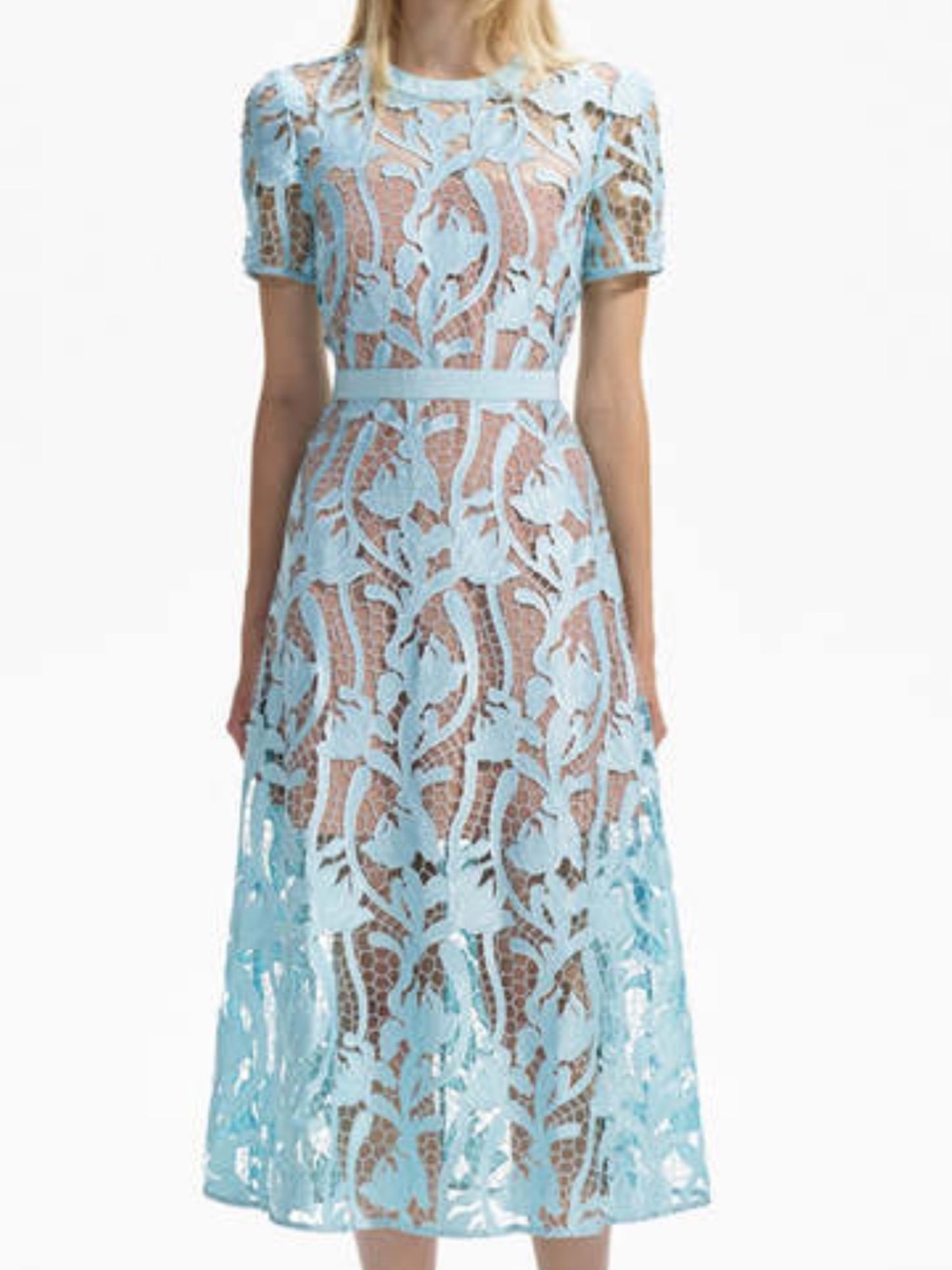 Self Portrait Light Blue Lace Midi Dress